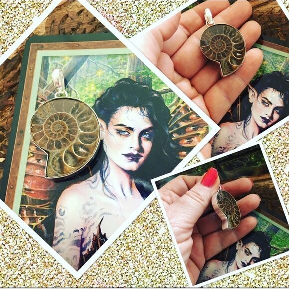 Ammonite Fossil Silver Pendant - Picture 1 of 5